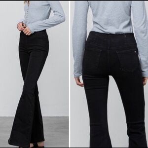 Mid-Rise Banded Flare Denim